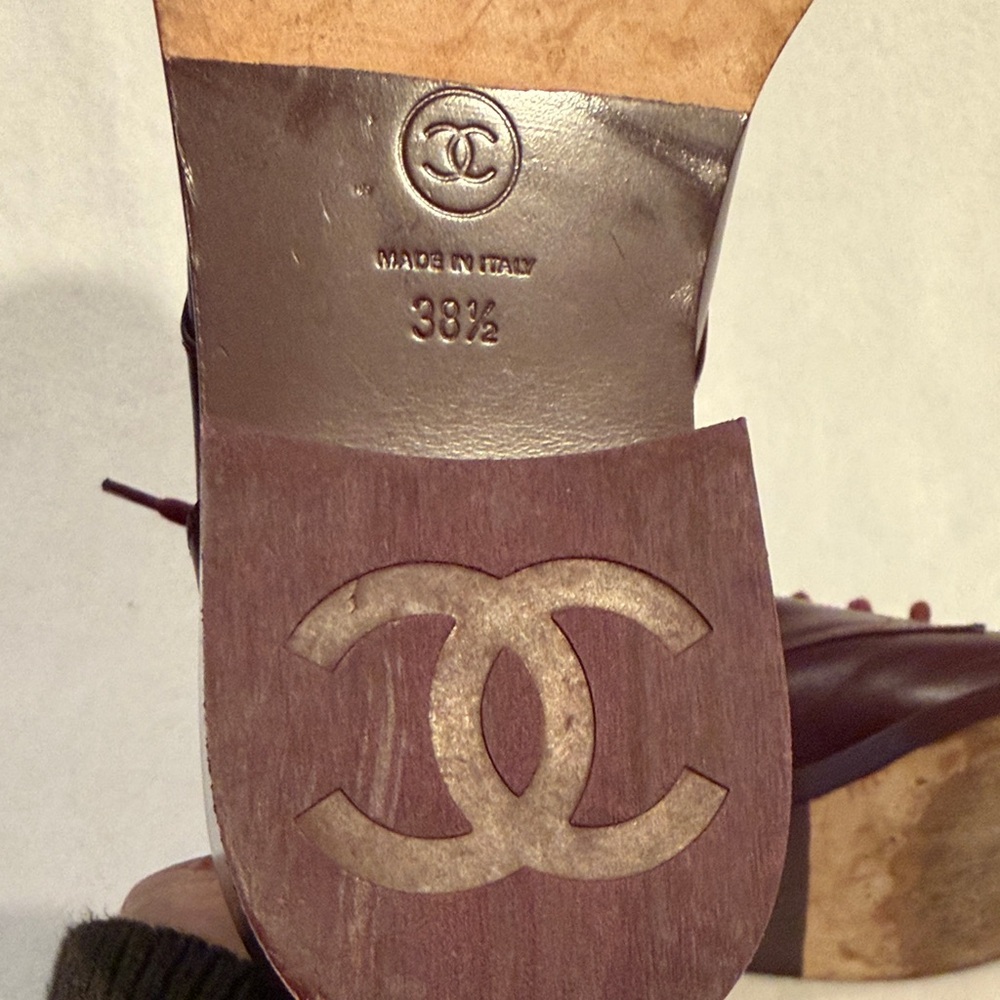 Chanel Burgundy Leather Women's Ankle Boots - Picture 11 of 16